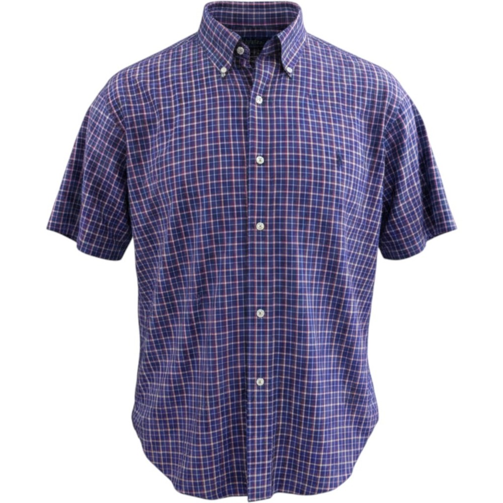 Ralph Lauren Blake Blue Plaid Lightweight Short Sleeve Shirt‎ Mens XL